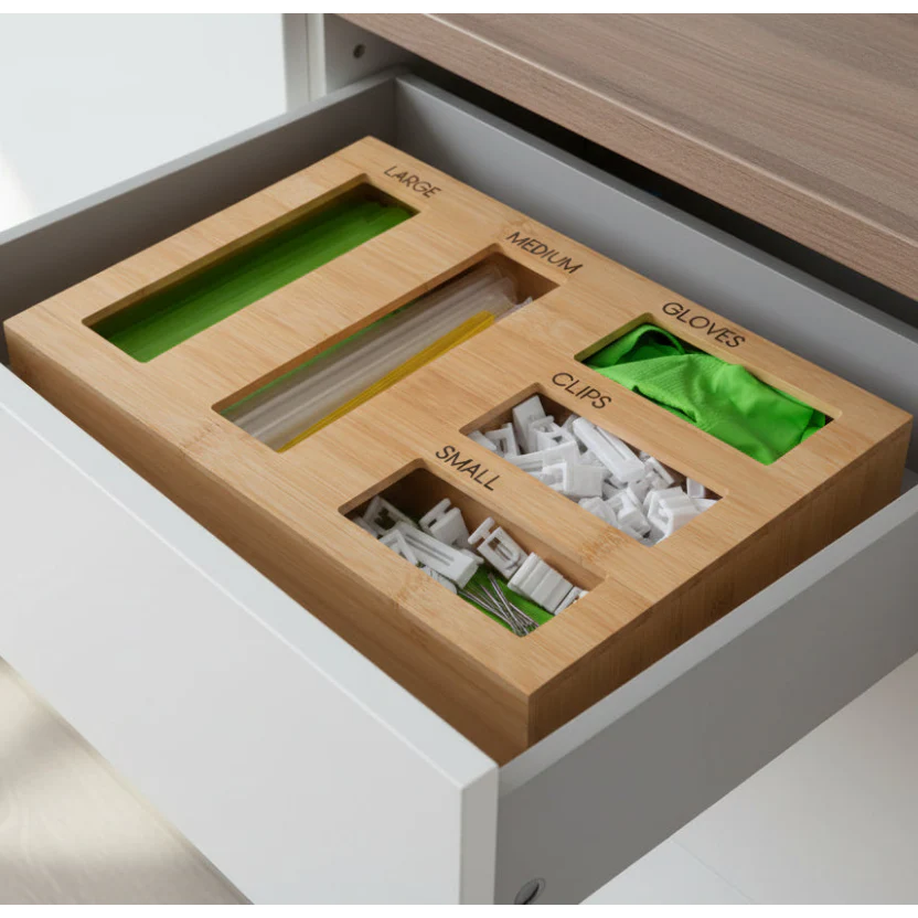 TIDLY Bamboo Sandwich Bag Organizer