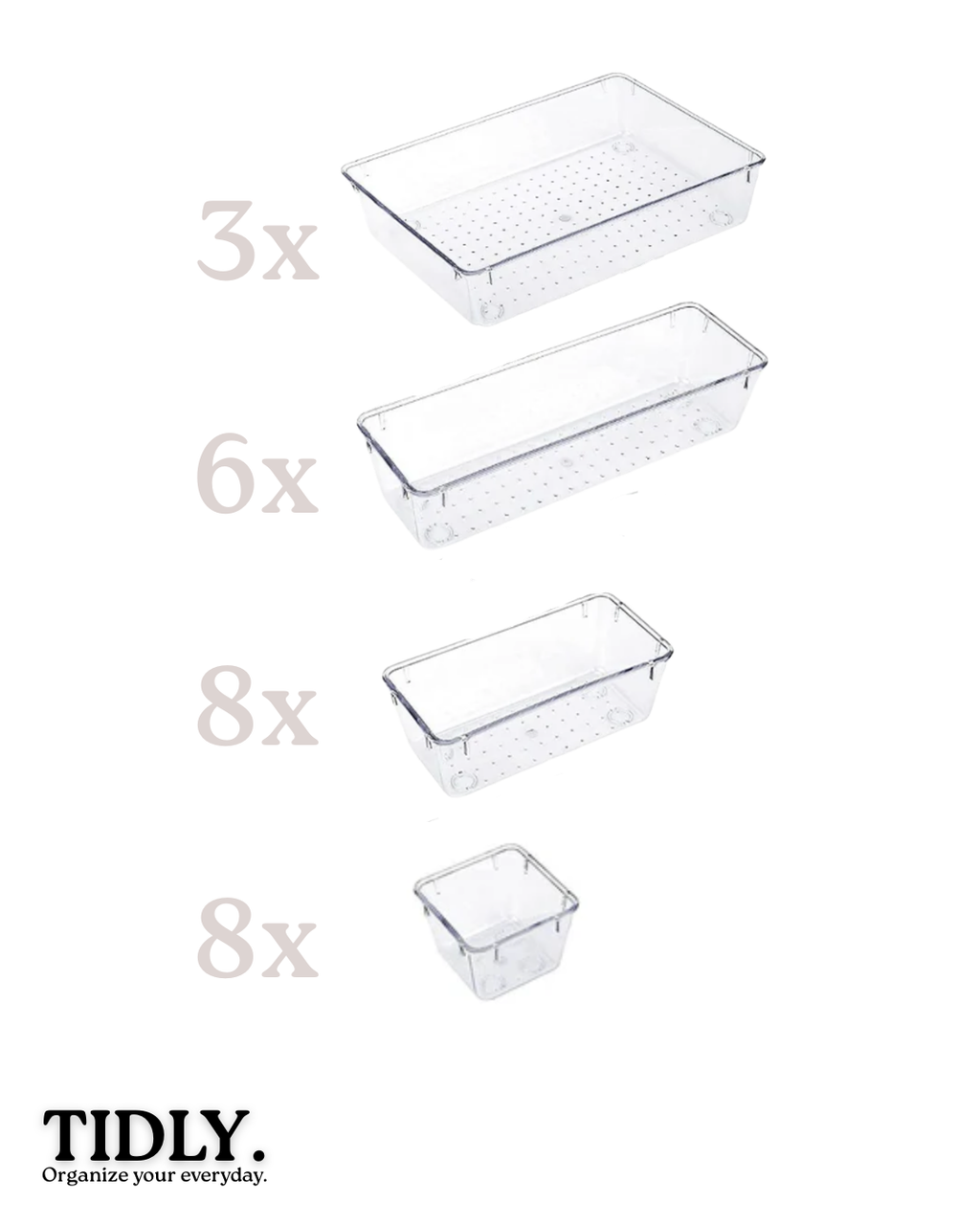 TIDLY Clear Drawer Organizers (25Pcs)