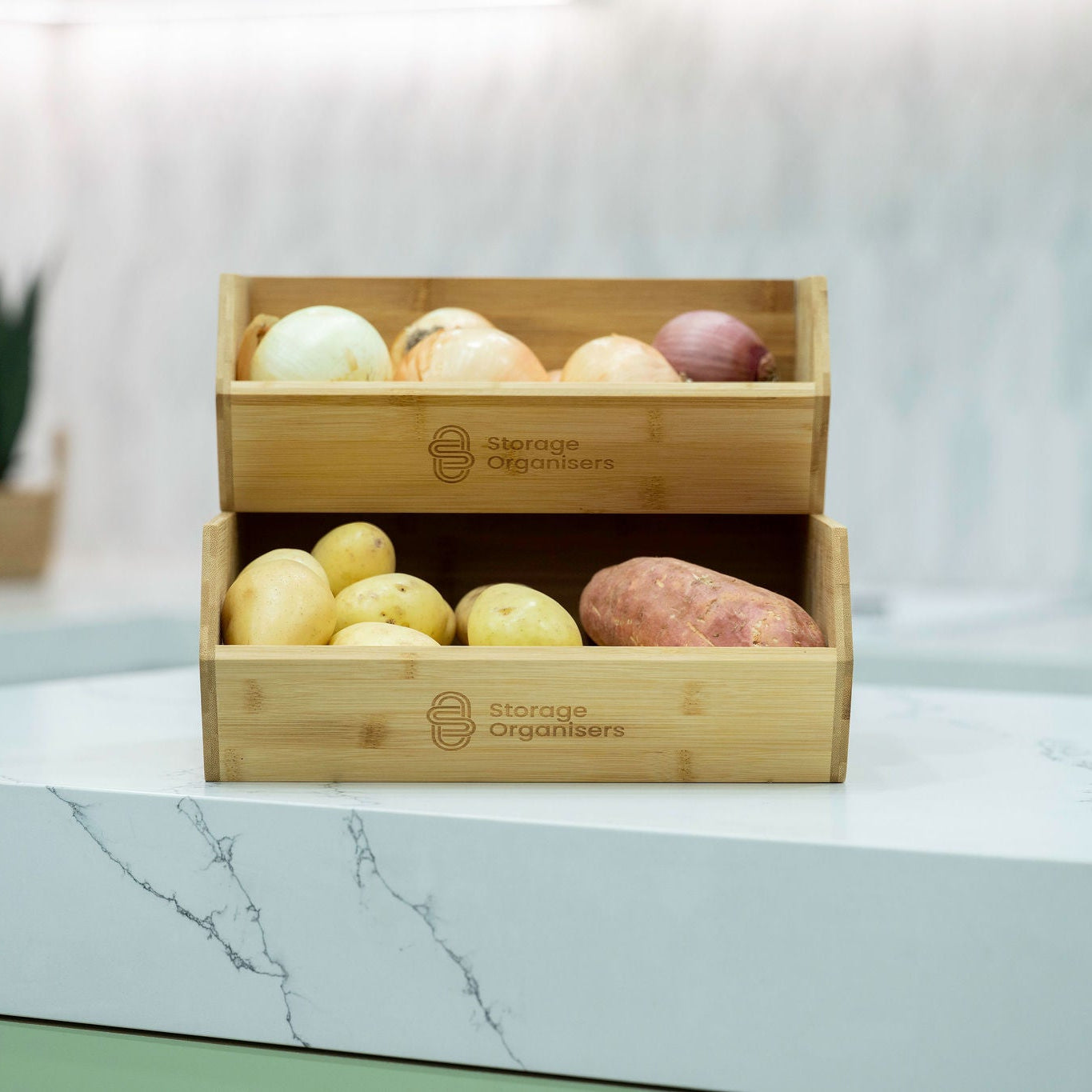 TIDLY Stackable Bamboo Pantry Organizer Set