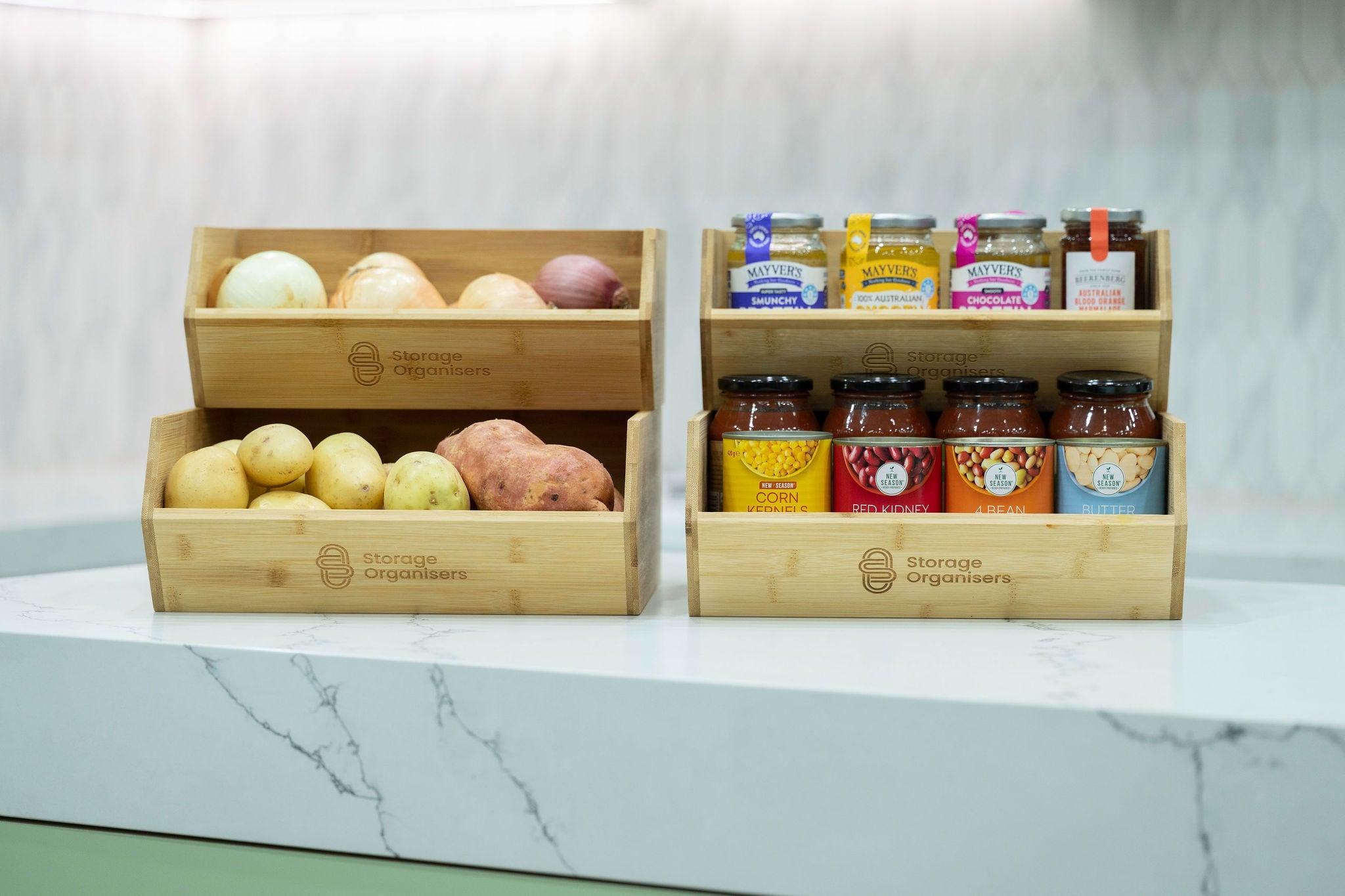 TIDLY Stackable Bamboo Pantry Organizer Set