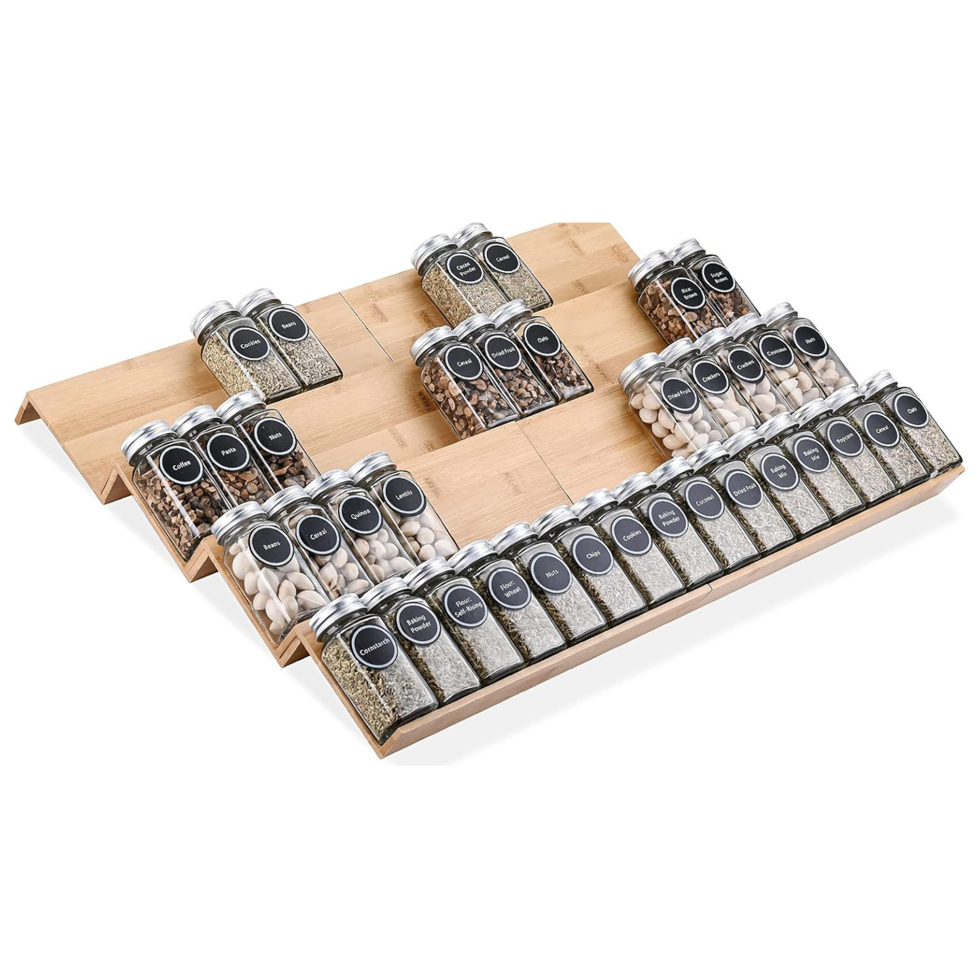 TIDLY Bamboo Drawer Spice Organizer Set